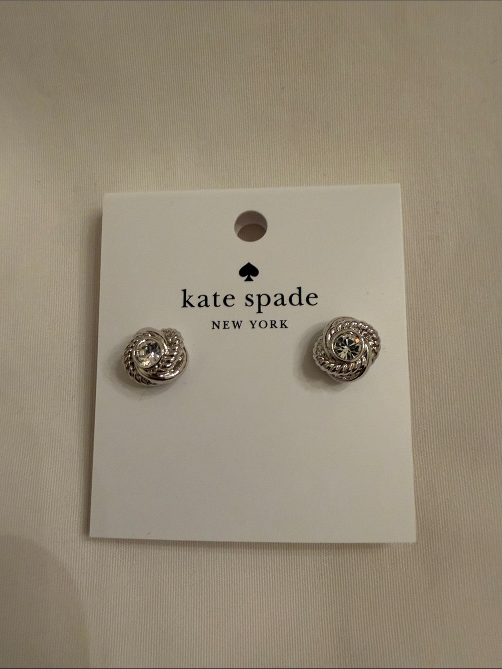kate spade Silver Crystal Rope Knot Stud Earrings